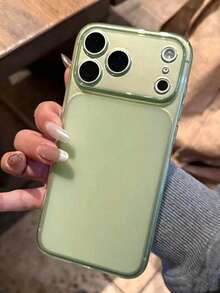 Minimalist Transparent Glossy Camera Protection Phone Case, Compatible With IPhone 17 Pro Max 17 Pro 17 Air 16 Pro Max 15 14 13 Pro Max, Matte Transparent Back Panel - Translucent Green - View 2