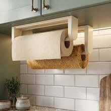 1pc Space-Saving Towel Rack, Suitable For Small Rental Kitchens, Self-Adhesive Wall And Under-Cabinet Paper Towel Holder, No Drilling Easy Installation, Can Hold Kitchen Paper Towels And Cleaning Cloths - Multicolor - View 4