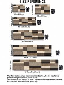 1pc Vintage Faux Wood Grain Square Geometric Patchwork Floor Mat, 3.5mm Thick Cuttable Cushioned Anti-Fatigue, Kitchen Anti-Slip Mat, Kitchen Rug, Bathroom Toilet Mat, Hallway Carpet, Entryway Living Room, Outdoor Doormat - Multicolor - View 3