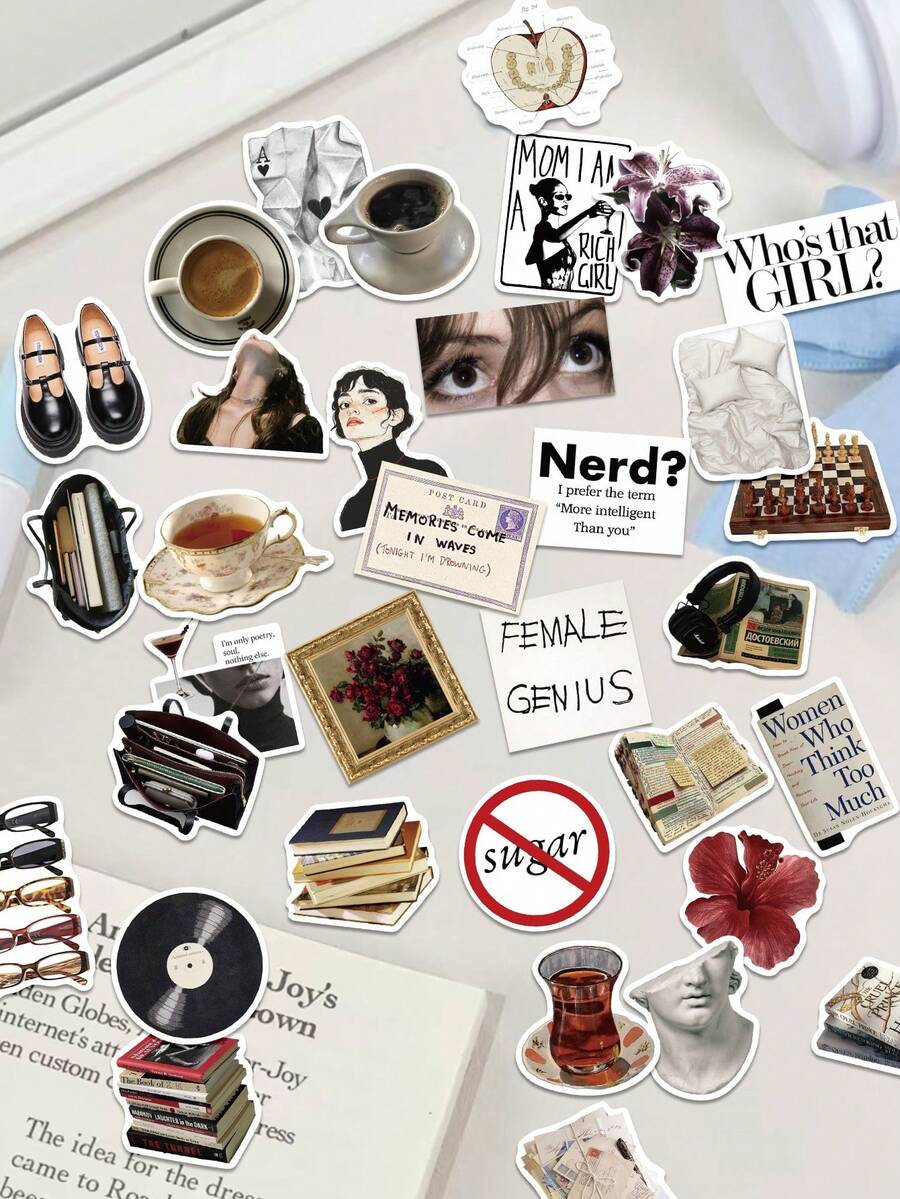 50pcs Museum Stickers For Phone Case, Refrigerator, Planner, Diary, Guitar, Scrapbook, Planner, Luggage, Helmet, Skateboard, Laptop - Museum - View 1