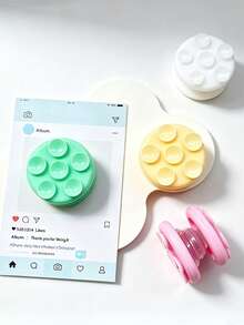 3pcs Double-Sided Suction Cup Phone Stand, Cute Polka Dot Bubble 3D Air Cushion Holder, Rotatable Anti-Loss Phone Back Sticker - Multicolor - View 6