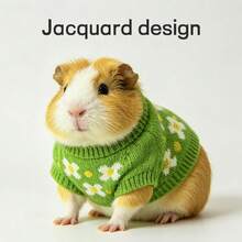 1pc Cute Floral Pattern Knitted Small Pet Sweater, Warm Soft Mini Knitted Outfit, Elastic Pet Winter Clothing, Suitable For Guinea Pig Small Animal Photo Props, Autumn/Winter Small Pet Clothing Accessories, Suitable For 30cm Doll - Multicolor - View 6