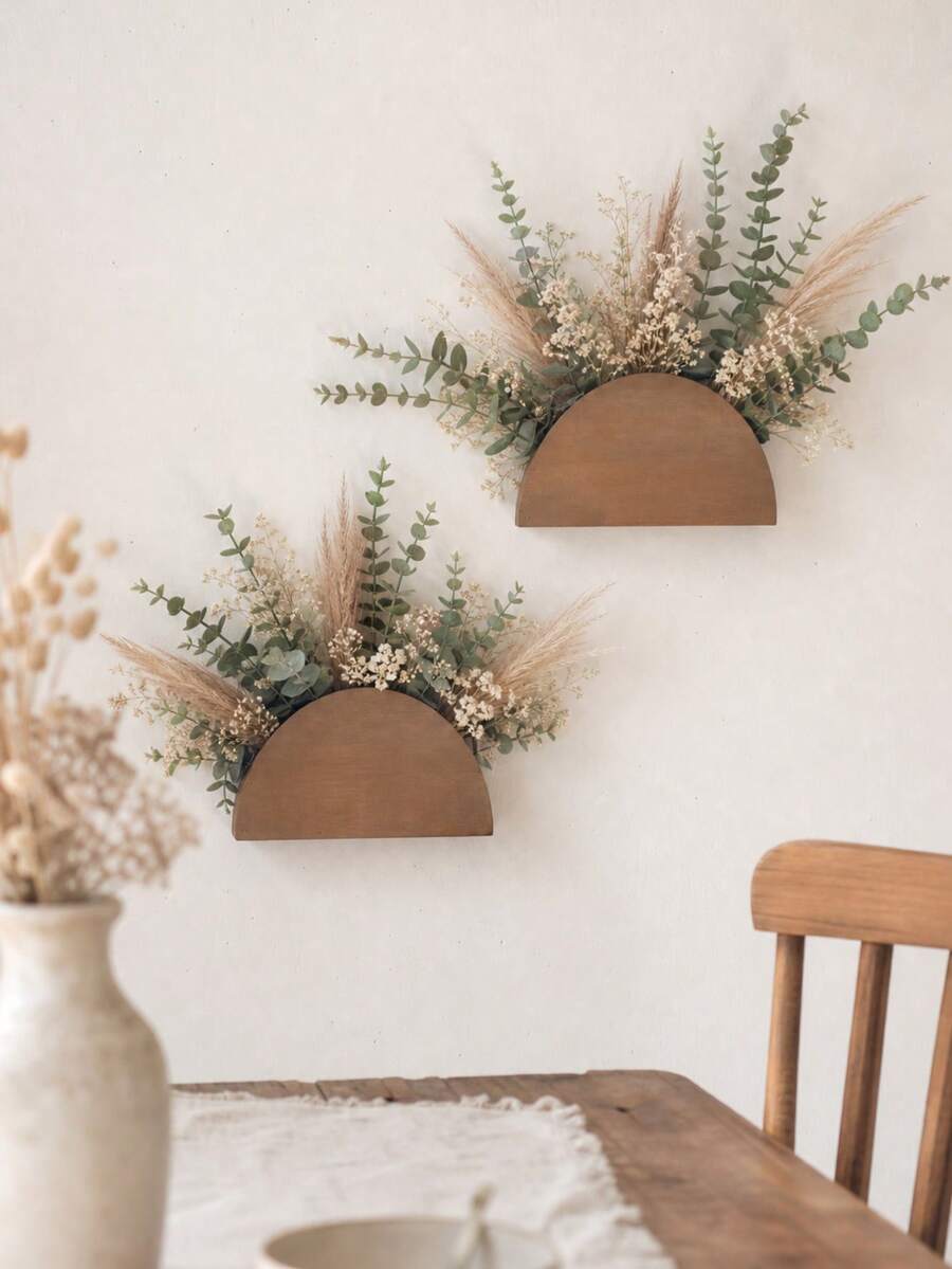 Wall-Mounted Vase Hanging Shelf, Bohemian Style Wall Decor Storage Rack, Suitable For Dried Flower Arrangement And Handmade Display, Multi-Functional Floating Wall Shelf Organizer, Home Decor For Bedroom, Living Room, Bathroom, Kitchen - View 1