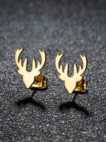 1 Paar winzige massive Dreieck-Ohrringe aus goldenem Edelstahl, minimalistischer geometrischer Ohrschmuck für Frauen und Mädchen - GED087 - Übersicht 2