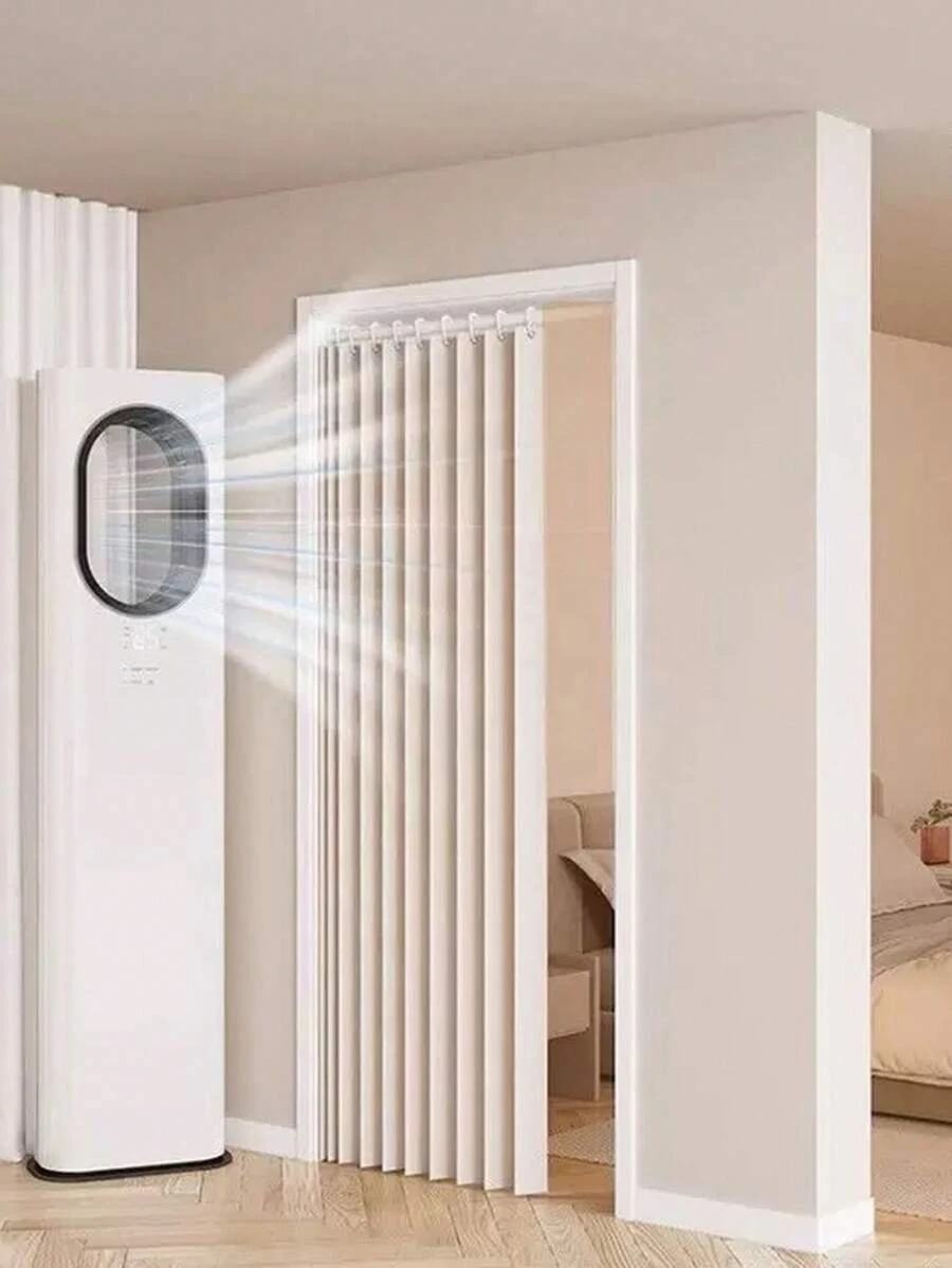 Foldable Door Curtain Partition Windproof Privacy Curtain, With Hanging Rings And Ties, Available In Multiple Colors, Suitable For Use As Room Divider Or Decorative Item In Living Room, Bedroom And Kitchen - DSV - View 1