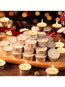 30pcs Small Smokeless Tea Light Candles, Upgraded Candle Set Romantic Mini Candle Holders, Lacquer Stove Heating Candles, Smokeless Odorless, Birthday Party Outdoor Wedding Indoor Dinner Atmosphere Candles, Suitable For Christmas Halloween Party Decoration, Daily Home Use - Multiple Styles - View 9
