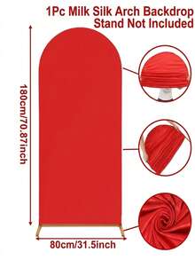 1pc Red Arch-Shaped Backdrop, Christmas Home Decor Background Cloth (No Stand), Milk Silk Photo Backdrop Prop, Can Be Paired With Balloons For Decoration, Merry Christmas Decoration, Christmas Decor, Christmas Decor, Xmas Decor, Baby Shower Decoration, Christmas Home Decor, Christmas Party Decoration - Red - View 10