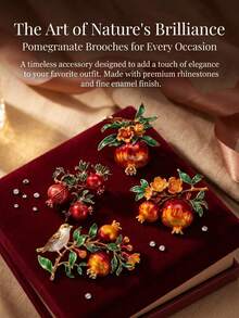 Luxury Rhinestone Lemon Pomegranate Brooches - Fruit Pins For Women Unisex Casual Party Accessories / Friends Gifts Badges Decoration - Fruit - View 3