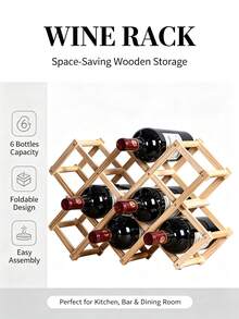 1PC Solid Wood Folding Wine Rack Decor, Small Home Wine Holder, Modern Minimalist Desktop Wine Display Stand, Expandable Rhombus Wine Grid Storage Rack, Living Room Bar Counter Wine Cabinet Organizer, Creative Wine Bottle Display Rack, Multiple Sizes Available, Space-Saving Simple Wine Storage Rack, Home Dining Table Wine Table Decoration Display Stand - View 8