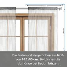 Grey Thread Curtain, Dimensions 90 X 245 Cm, Can Be Shortened, With Rod Pocket - Grey - View 2