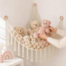 Jaring Gantung untuk Penyimpanan Boneka Plush - Jaring Gantung Sudut untuk Boneka Plush - Rak Penyimpanan Boneka Plush Gantung Ukuran Besar untuk Dekorasi Kamar Bayi - Krem - View 1