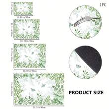 1pc Green Leaf & Butterfly Pattern Kitchen Absorbent Dish Drying Mat, Fresh Natural Style, Suitable For Kitchen Countertop, Coffee Machine, Dining Table And Spring/Summer Home Decor - Multicolor - View 7