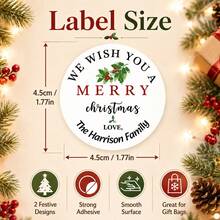 35-350pcs Custom Christmas Holly Name Stickers, Personalized Round Holiday Gift Labels, Festive Merry Christmas Style, Customized Text Gift Stickers, Customizable Family Message Seals, Gift Wrapping Decor, Christmas Party Favors, Holiday Gifts - Multicolor - View 2