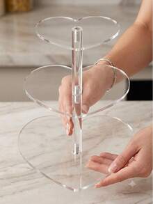 3-Tier Heart-Shaped Clear Acrylic Cake Stand, Dessert Macaron Cupcake Display Tray, Afternoon Tea Snack Rack, Wedding Birthday Party Holiday Gathering Tabletop Storage Decor, Modern Minimalist Multi-Functional Premium Acrylic Storage Rack, Suitable For Christmas, Thanksgiving, Halloween, Home Entertainment, Dinner Party And More - Multicolor - View 2