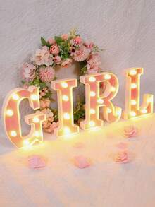 1pc Pink Sequin Glowing Letter/Number Desktop Decorative Night Light, Romantic Proposal Birthday Party Atmosphere Light, Guide Light - Q2-pink Letter Light - View 3