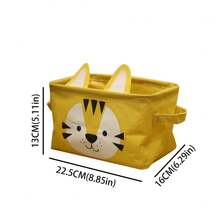 Cute Cartoon Animal Storage Basket, Desktop Organizer Box, Desk Stationery And Bookshelf Storage Box, Wardrobe Miscellaneous Storage Box, Underwear Divider Storage Box, Storage Box, Foldable Miscellaneous Storage Box, Built-In Waterproof Coating, Cartoon Desktop Frame Miscellaneous Cosmetics Storage Box, Stationery Storage Basket, Cute 4 Colors With Ears Desktop Box - Multicolor - View 9