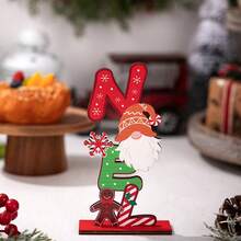 1pc Christmas Wooden Ornament, Gingerbread Man Candy Wooden Letter Decoration, Suitable For Home, Office Desk, Holiday Decor, Christmas - A - View 6