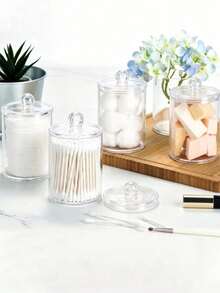 Cotton Swab Storage Box (Plastic Material), Suitable For Vanity Storage, Bathroom Storage, Desk Storage, Makeup Brush Holder Vanity Accessory, Women's Room Decor, School Use - Multicolor - View 9