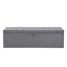 Upholstered Bed,King Size Bed,With Hydraulic Lever, Functional Storage Bed, Rivet Decoration, Without Mattress, Linen - Grey + Velvet + 135cm*190cm - View 6