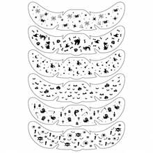 6 Sheets Halloween Party Face And Eye Temporary Tattoo Stickers, Featuring Bats, Ghosts, Black Cats And Spiders, Suitable For Halloween Party - Black - View 6