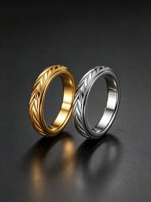 1PC Retro Fashion 3D Wheat Ear Stainless Steel Unisex Ring, Wedding Engagement Promise Ring, Premium Stylish Men's Jewelry Accessory Gift - Wheat Ear Ring - View 8
