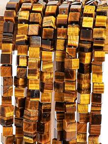 1 Strand Natural Yellow Tiger Eye Stone Beads 4*4mm Square Cube Shape Beads Loose Small Beads For Jewelry Making Diy Beaded Accessory - Multicolor - View 9