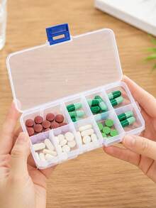 1pc Portable Pill Box, Travel Essential, Reusable, Suitable For Storing Vitamins And Medications, Ideal For Office, Outdoor, Home, Travel, Back To School And Various Occasions - Clear - View 3