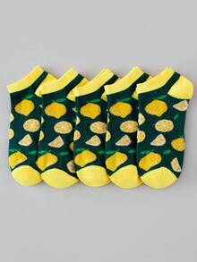 5/10/20 Pairs Random Fruit Pattern Women Socks, Fashionable European And American Style Versatile Comfortable Breathable Ankle Socks - Multicolor - View 12