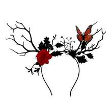 1pc/Set - Halloween Headband Costume Party Dark Style Exaggerated Hair Accessory Realistic Tree Branch Butterfly Headband Headpiece - Multicolor - View 9