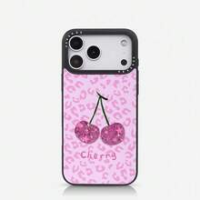 1pc Minimalist Leopard Print Cherry Pattern Phone Case, Compatible With Phone16 Pro Max, 15 Pro Max, 14 Pro Max, Korean-Style High-End Fashion Fun Phone Case, Shockproof Anti-Drop Frame, 2-In-1 Hard Shell Back Cover, Compatible With 17/18/17Pro/17Promax/11/12/13/14/15/16 Pro Max Plus, Elegant Design Suitable For Men And Women, Perfect Gift For Girlfriend On Christmas, Valentine's Day, Easter, Wedding Season And Birthday! - Multicolor - View 1
