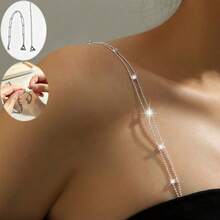 1pc Adjustable Rhinestone Bra Shoulder Chain, Women's Bra Strap Metal Body Chain, Lingerie Accessory - Multicolor - View 9