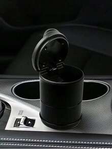 1/2/3/4pcs Car Compartment Design Center Console Ashtray, Solid Color Round Plastic Ashtray, One-Hand Open/Close Trash Bin, Portable Home & Car Dual-Use Accessory (Black), Car Accessories, Back To School Supplies, Lightweight & Portable - Multiple Styles - View 1