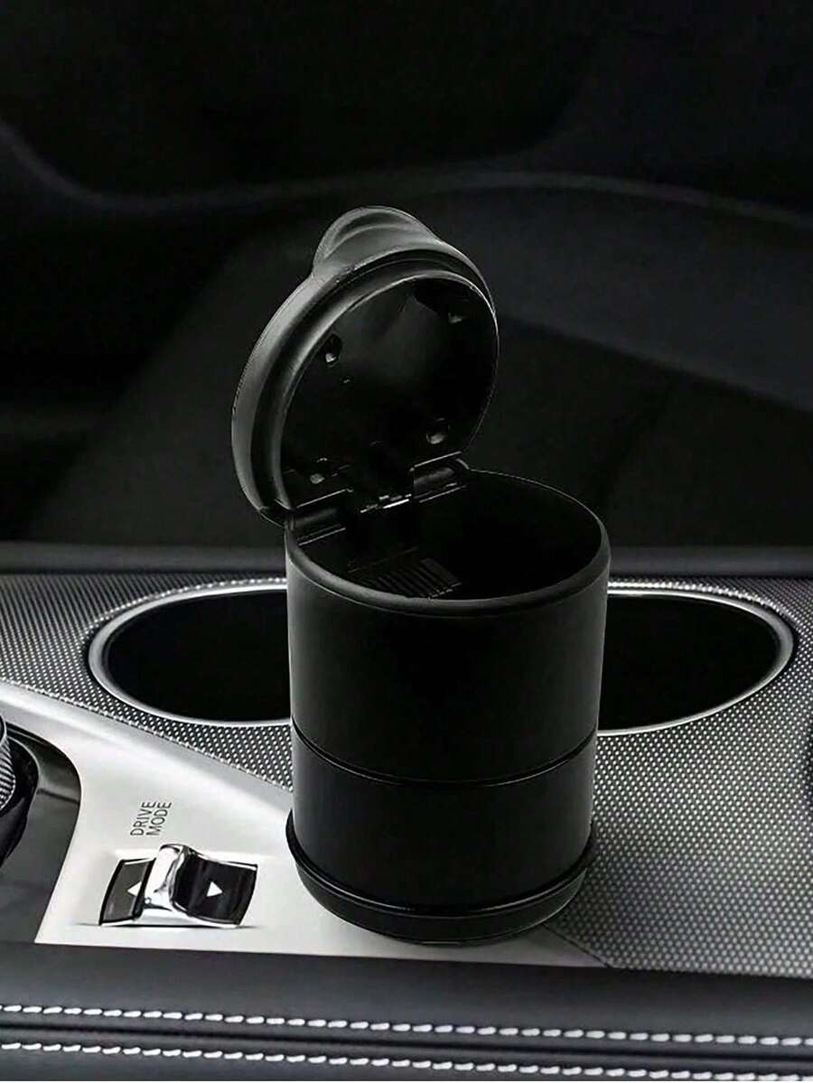 1/2/3/4pcs Car Compartment Design Center Console Ashtray, Solid Color Round Plastic Ashtray, One-Hand Open/Close Trash Bin, Portable Home & Car Dual-Use Accessory (Black), Car Accessories, Back To School Supplies, Lightweight & Portable - Multiple Styles - View 1