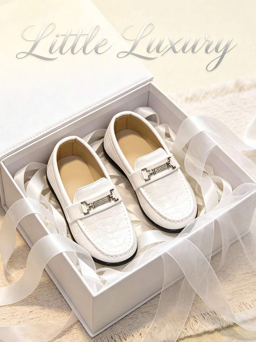 1 Pair Fashionable Kids Solid Color Flat Loafers, Boys British Style ...