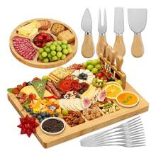 Tabla Para Quesos Madera Bambú Rectangular con Utensilios - Ver 1