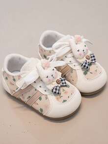 Children's Dreamy Color Rhinestone Princess Style Breathable Lining Anti-Slip Wear-Resistant Design Super Cool Versatile All-Season Chunky Sneakers - Beige - View 4