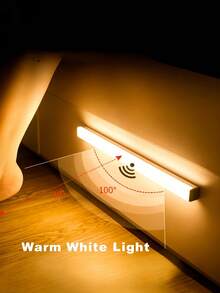 1pc LED Motion Sensor Light 10/20/30cm USB Rechargeable Night Light Cabinet Light Wall Light Kitchen Light Stair Light Bathroom Light Bathroom Night Light With Magnetic Adhesive Backing Portable Sensor Night Light - Yellow - View 1