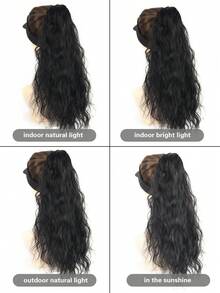  28 Inch Wrap Around High Ponytail Extension Long Wavy Curly Synthetic Hairpiece Natural Fluffy Ponytail Hairstyle For Women - Multicolor - View 7