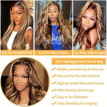 Body Wave 200% Density P4/27# 13x4 HD Transparent Lace Frontal Human Hair Wigs 38 40 Inches Brazilian Pre Plucked With Baby Hair Water Wave Lace Front Wig For Women - S4/27 - View 12