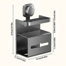 1pc Small Kitchen Suction Cup Wall Mounted Storage Rack, Multi-Layer With Adhesive Backing, Suitable For Paper Towels, Kitchen Utensils, Space-Saving Kitchen Organizer, Ideal For Renters And Small Spaces - Multicolor - View 5