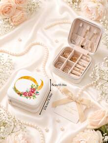 Kotak Penyimpanan Perhiasan Portabel Kecil dari Kulit PU untuk Anting-anting, Kalung, Cincin, dan Gelang Wanita - Kotak Perhiasan Bunga yang Elegan - View 27