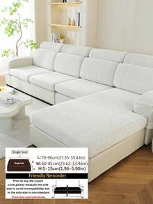 1PC Solid Color Linen‑Look Stretch Sofa Cushion Slipcover, High‑Elastic Snug‑Fit Sofa Seat Protector, Pet‑Friendly All‑Season Machine‑Washable Textured Couch Pad For 1/2/3/4‑Seater & L‑Shaped Sectional Sofa - Beige - View 14