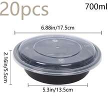 700ml Bento Box, Reusable Stackable Food Storage Container With Lid, Leak-Proof Portable Takeout Lunch Box, Black - Transparent + Black - View 14