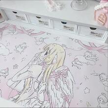1pc Leather Mousepad Korean Ins Cartoon Chobits Chi Student Long Desk Mat | Kawaii PU Leather Mouse Pad For Dorm Dining, XXL Cute Anime Office Decor - View 2