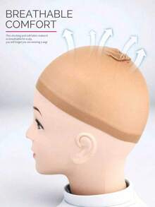 2pcs Wig Cap, High Elasticity, Women's Hair Net Wig Net, Elastic Mesh, Closed Hair Net Wig Cap, Elastic Nylon Wig Cap, Unisex Wig Cap, Suitable For Party, Cosplay, Wig Tools, Hair Accessories, Hair Styling Tools - Multicolor - View 5