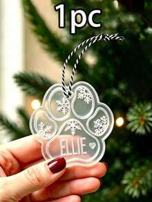 LICVIC Custom Paw Print Bone Christmas Ornament, Personalized Pet Name Tree Decor, Festive Snowflake Holiday Style, Customized Name Christmas Hanging Ornament, Customizable Pet Keepsake, Christmas Tree Decoration, Christmas Gift 2026, Pet Keepsakes, Family - White - View 8