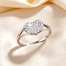 1 pieza Anillo de mujer con diseño con forma de corazón y circonita cúbica incrustada, regalo para ocasiones especiales - Multicolor - Ver 1