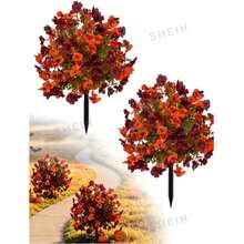 Acrylic Upright Floral Ground Stake, UV-Resistant Outdoor Artificial Shrub With Ground Stake, Realistic Autumn Flower Bush, Thanksgiving Harvest Decor Outdoor Artificial Plant - B - View 4