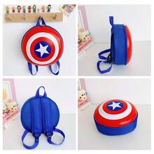Back To School Disney Marvel Avengers Spider-Man Boys Backpack Round Hard Shell Backpack Women's Fashion Functional Backpack Shield Shaped Cartoon Backpack EVA Hard Shell Pressure-Resistant Waterproof Wear-Resistant Stain-Resistant Easy To Clean Breathable Pressure-Relieving Wide Strap Lightweight Spine Protection No Shoulder Pressure Dual Zipper Large Capacity Storage Anime Style Backpack Versatile Lightweight Backpack - Backpack - View 6