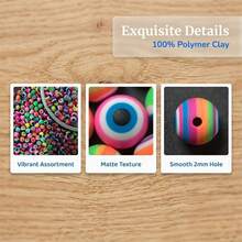 50pcs Random Mixed Evil Eye Soft Clay Round Beads, Colorful Perforated Loose Beads For DIY Bracelet, Necklace, Keychain, Handmade Beaded Jewelry Accessories - Multicolor - View 6